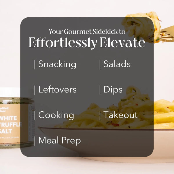 How to use SydPlayEat SydSalt White Truffle BlancSnacking Leftovers Cooking Meal Prep Salads Dips Takeout