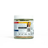 Jar of a product with a label on a white background